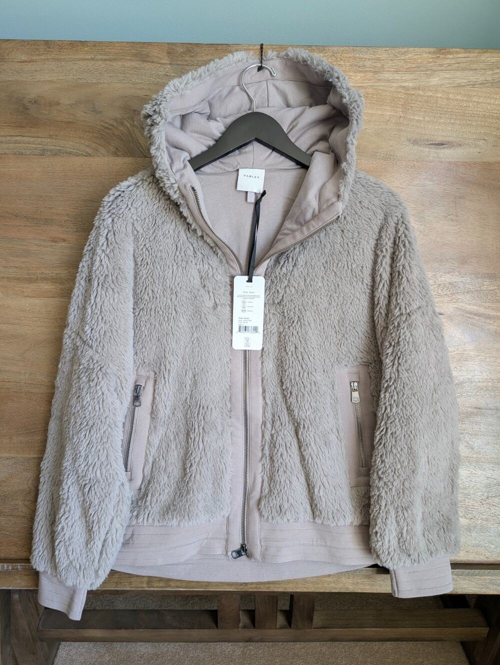 NWT Varley Teddy Fleece Dylan Jacket Women's S Gray Super Soft Textured VAR01093